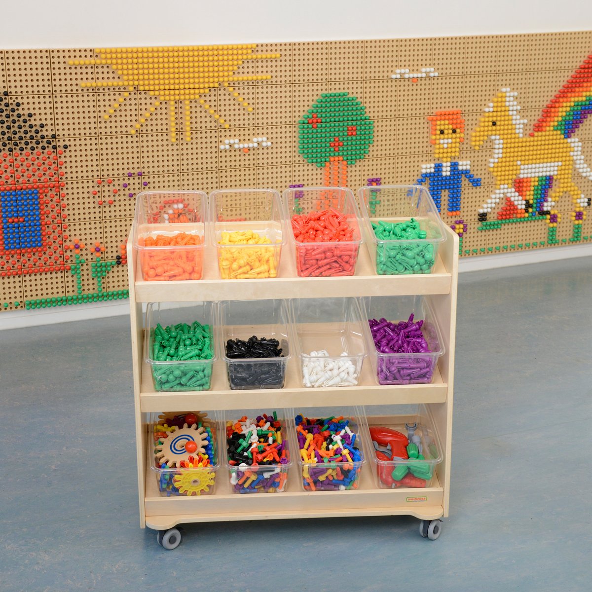 Regał na Kółka – 3 Półki Na Akcesoria Do Tablicy STEM 800H x 800L MASTERKIDZ