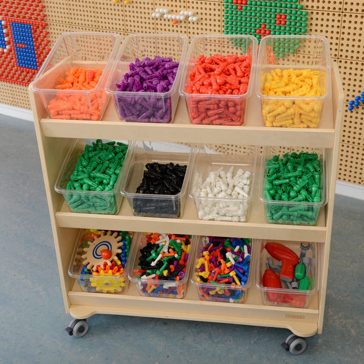 Regał na Kółka – 3 Półki Na Akcesoria Do Tablicy STEM 800H x 800L MASTERKIDZ