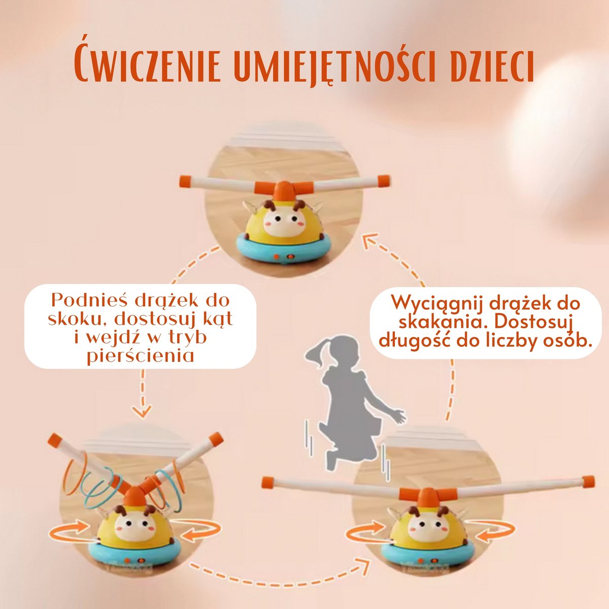 Gra Zręcznościowa Skakanka Automatyczna 2w1 Rzut do Celu Pszczółka WOOPIE