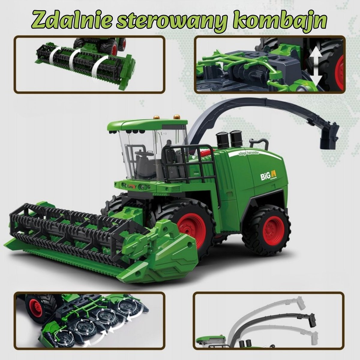 Zdalnie Sterowany Kombajn Rolniczy 1:24 z Efektami Dźwięku, Światła i Dymu WOOPIE