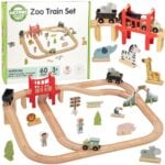WOOPIE GREEN Drewniana Kolejka ZOO Zestaw XL Pociąg na Magnes Tor 60 el. FSC KAMAR - Zabawki dla dzieci