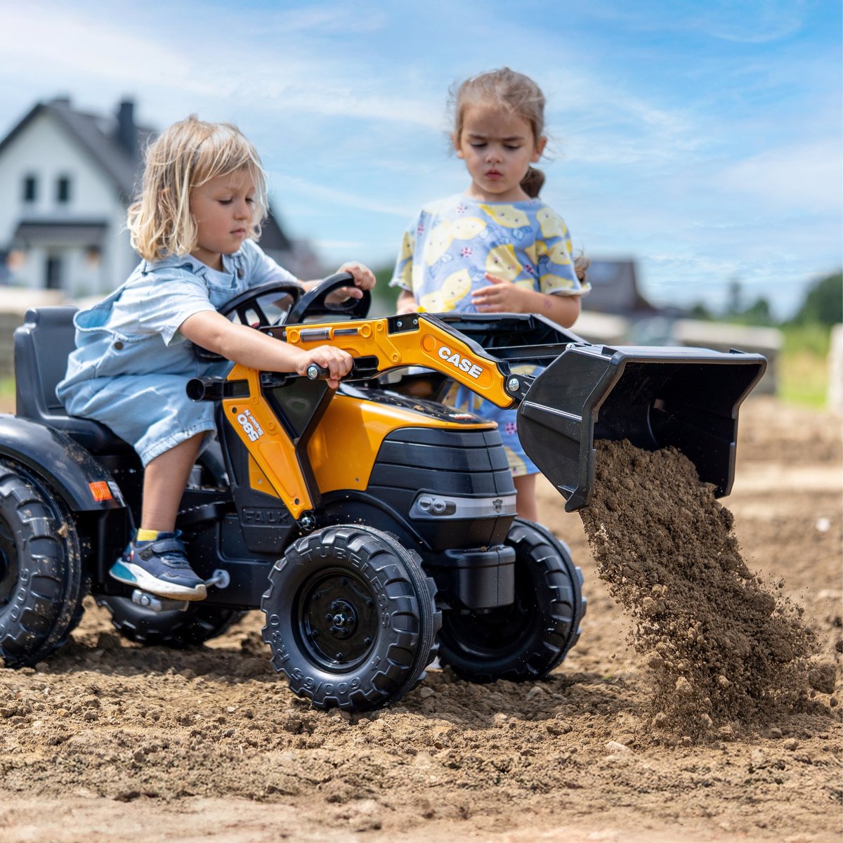 Traktor na Pedały Case CE z Koparką Ładowarką i Przyczepą FALK