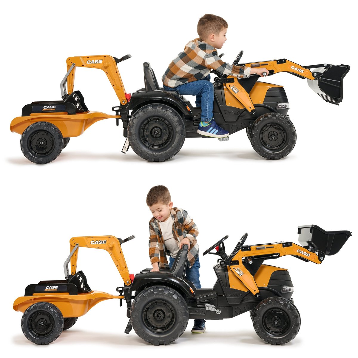 Traktor na Pedały Case CE z Koparką Ładowarką i Przyczepą FALK