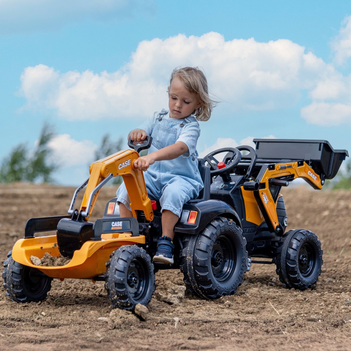 Traktor na Pedały Case CE z Koparką Ładowarką i Przyczepą FALK
