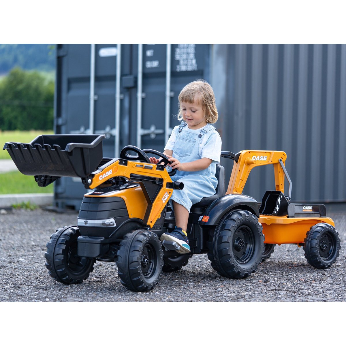 Traktor na Pedały Case CE z Koparką Ładowarką i Przyczepą FALK