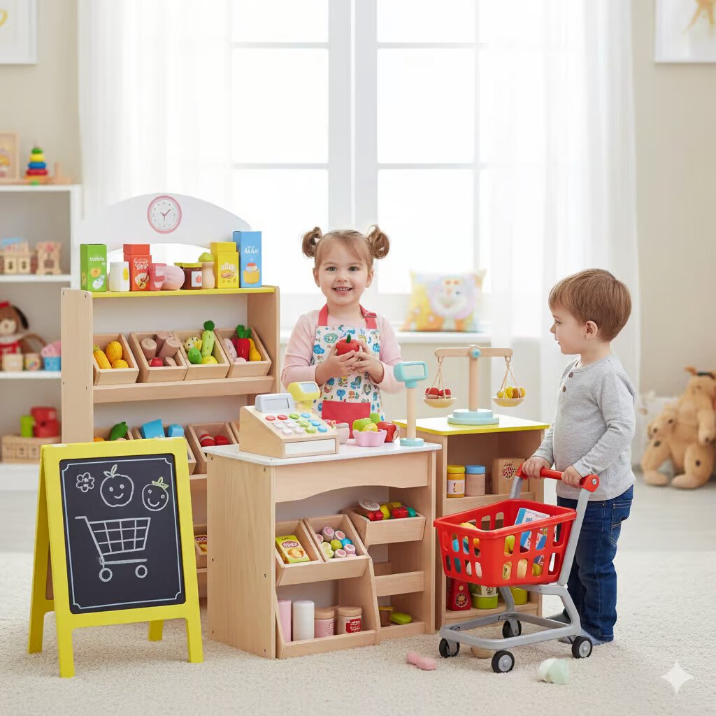 sklepik dla dzieci, sklepik zabawkowy, zabawa w sklep, kasa fiskalna dla dzieci, supermarket dla dzieci