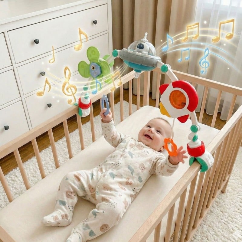 Pałąk z Zawieszkami Kosmos UFO do Łóżeczka, Wózka i Fotelika WOOPIE BABY