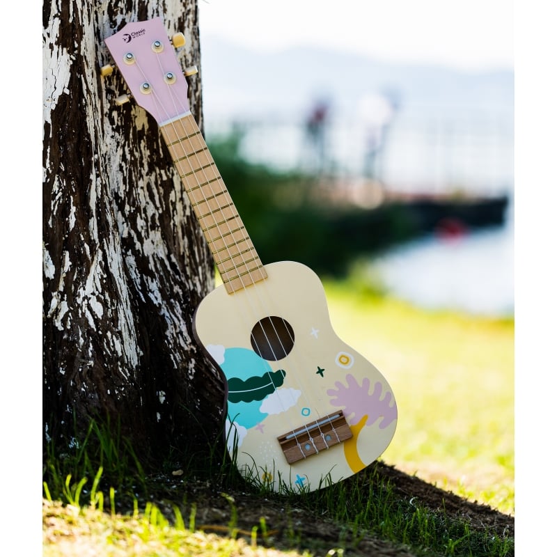CLASSIC WORLD Drewniane Ukulele Gitara dla Dzieci Różowe