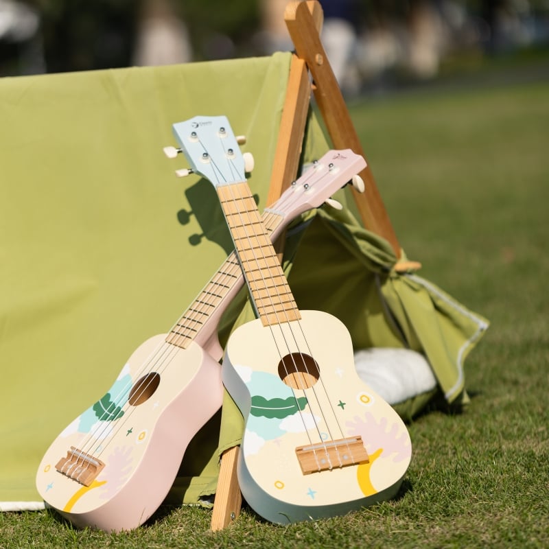 CLASSIC WORLD Drewniane Ukulele Gitara dla Dzieci Różowe