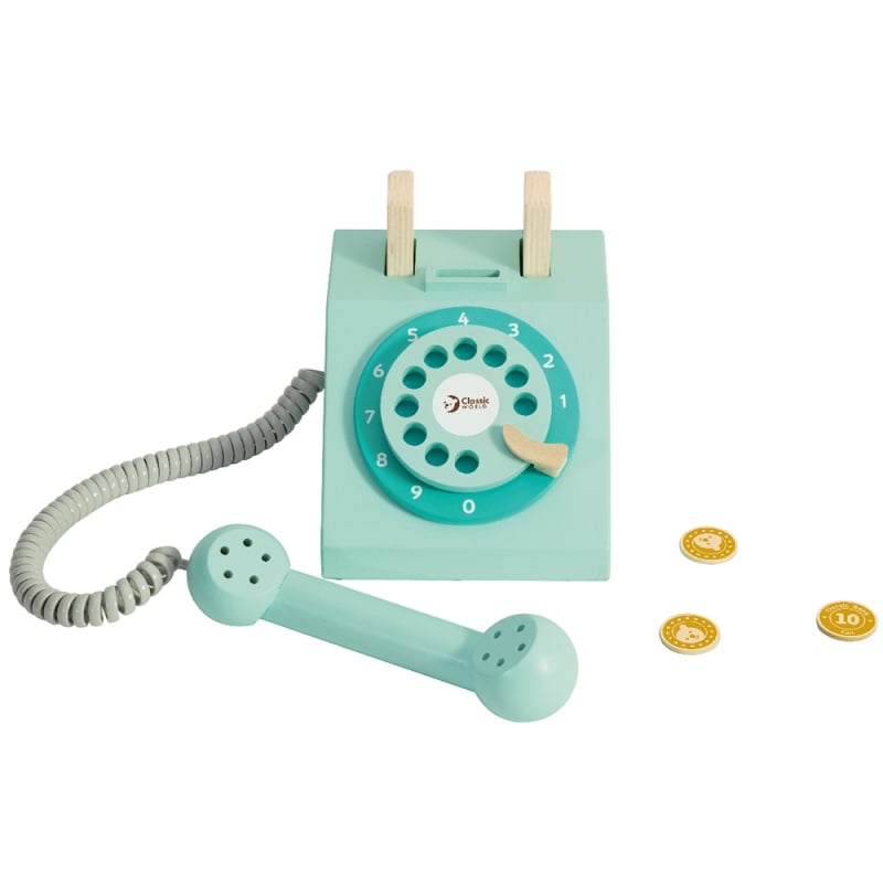 CLASSIC WORLD Klasyczny Drewniany Telefon dla Dzieci 4 el.
