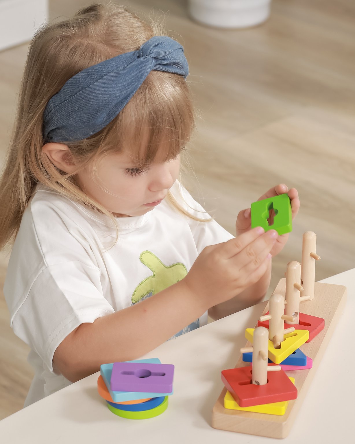 Drewniane Klocki z Sorterem Kształtów Montessori VIGA Toys – zdjęcie 14