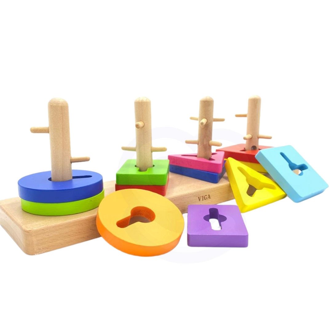 Drewniane Klocki z Sorterem Kształtów Montessori VIGA Toys – zdjęcie 16