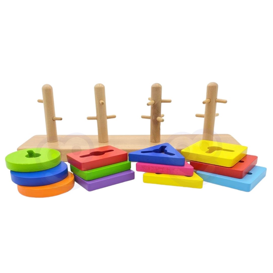 Drewniane Klocki z Sorterem Kształtów Montessori VIGA Toys – zdjęcie 17