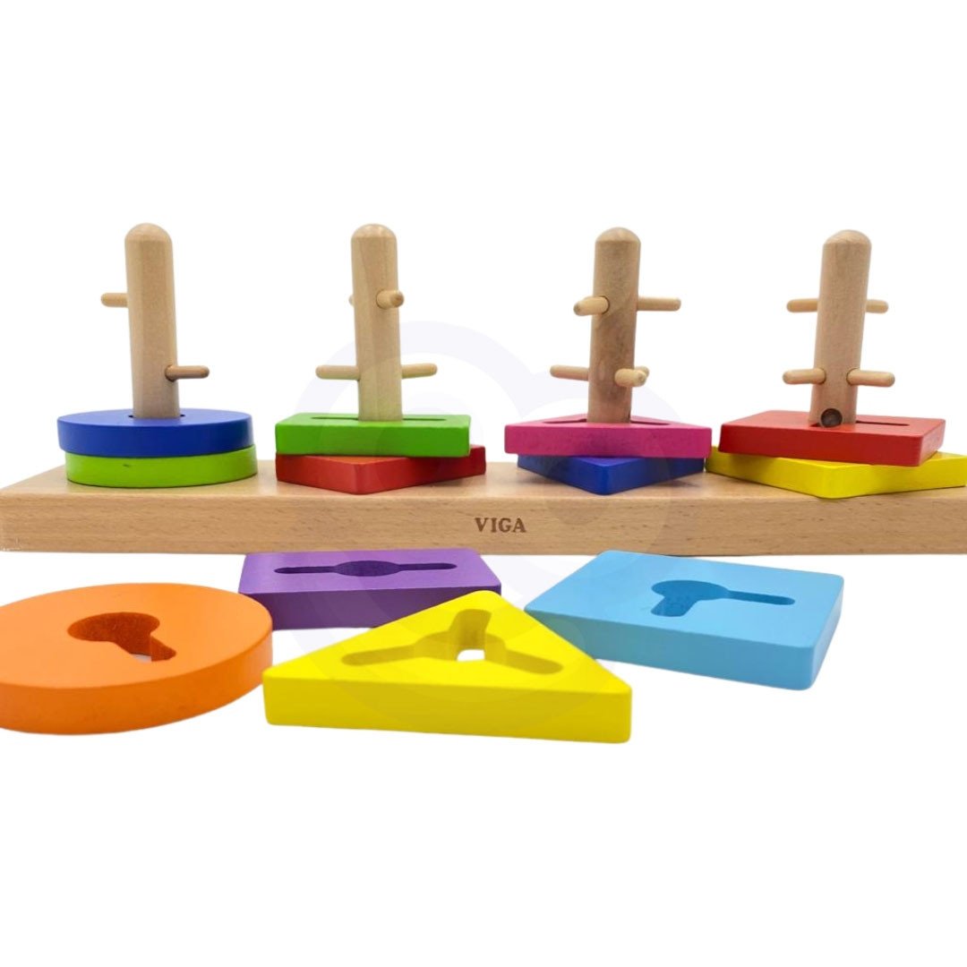 Drewniane Klocki z Sorterem Kształtów Montessori VIGA Toys – zdjęcie 18