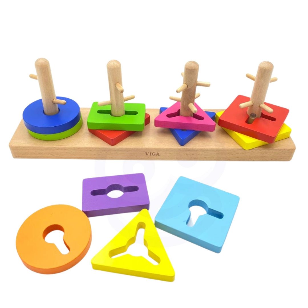 Drewniane Klocki z Sorterem Kształtów Montessori VIGA Toys – zdjęcie 19