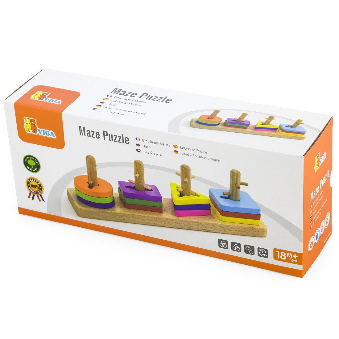 Drewniane Klocki z Sorterem Kształtów Montessori VIGA Toys – zdjęcie 24