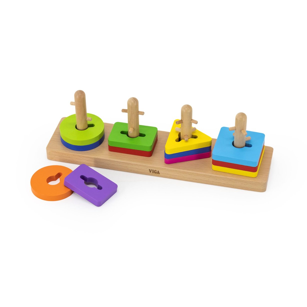 Drewniane Klocki z Sorterem Kształtów Montessori VIGA Toys – zdjęcie 9