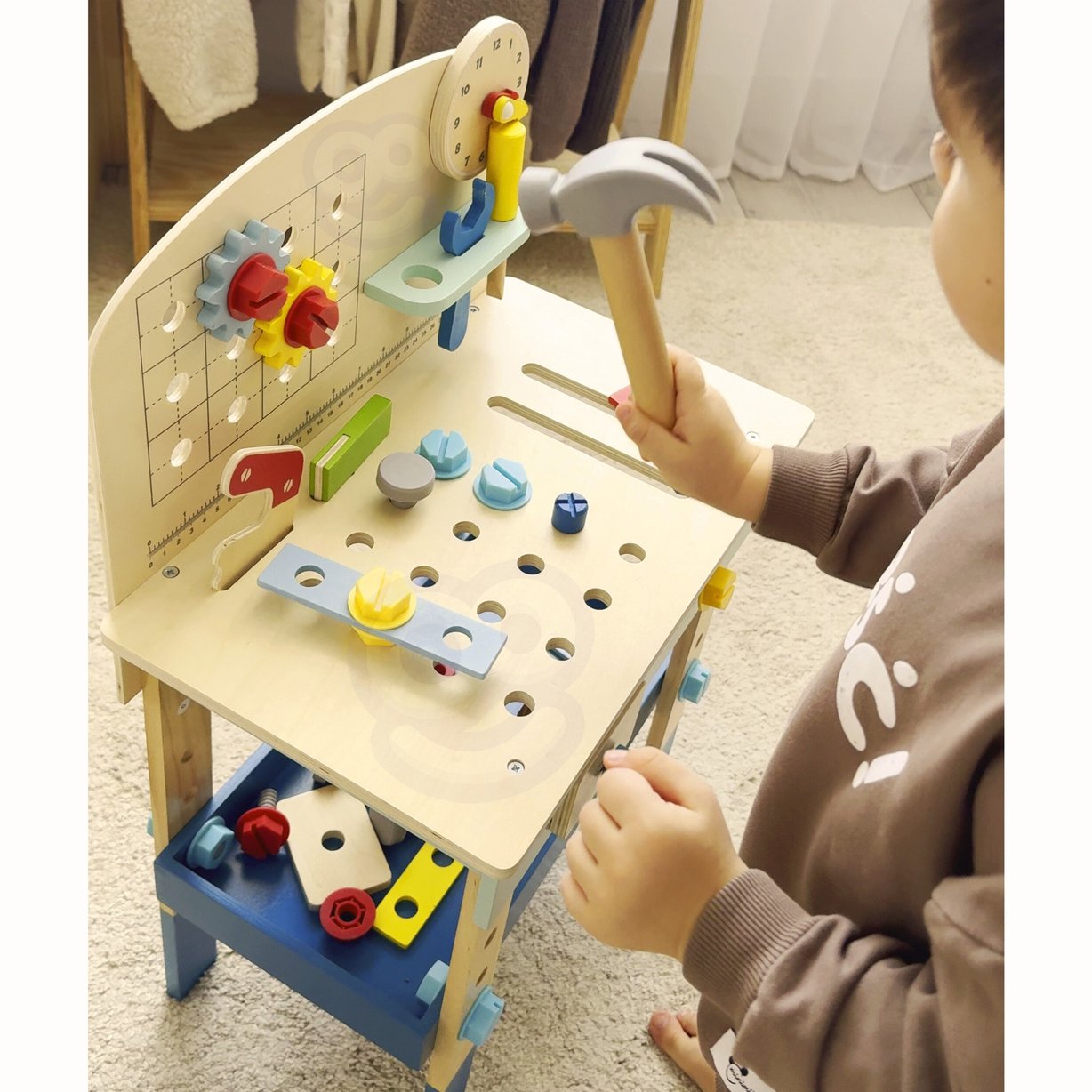 Drewniany Stół Do Majsterkowania Warsztat TOOKY TOY – zdjęcie 16