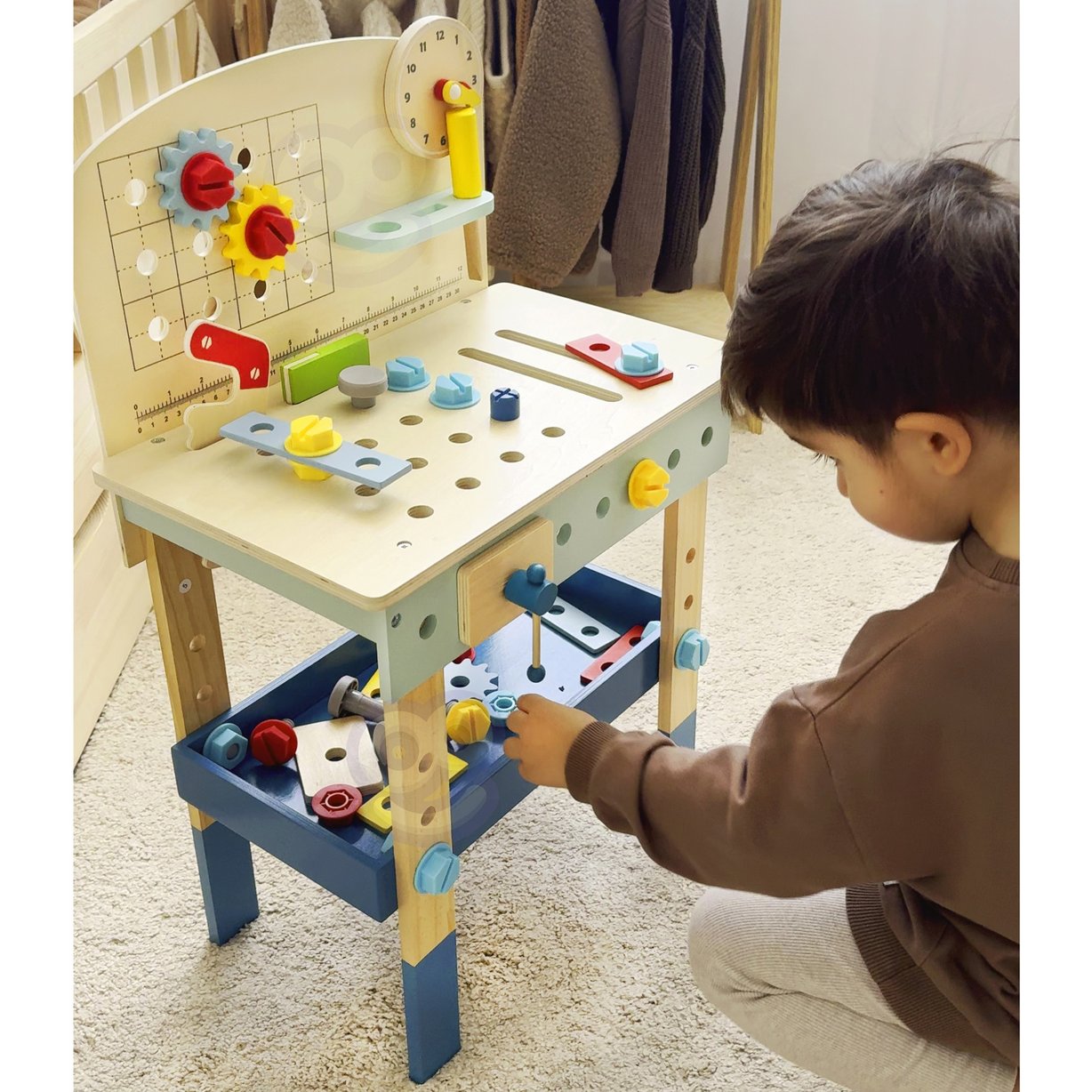 Drewniany Stół Do Majsterkowania Warsztat TOOKY TOY – zdjęcie 10