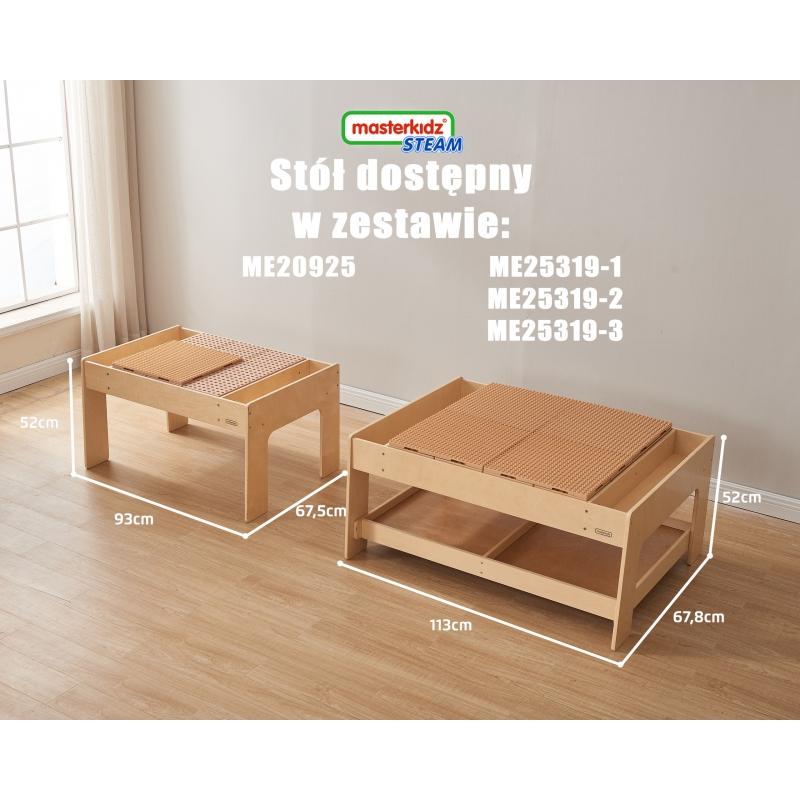 MASTERKIDZ Drewniany Stół Edukacyjny + AKCESORIA STEM WALL + 135 Klocków