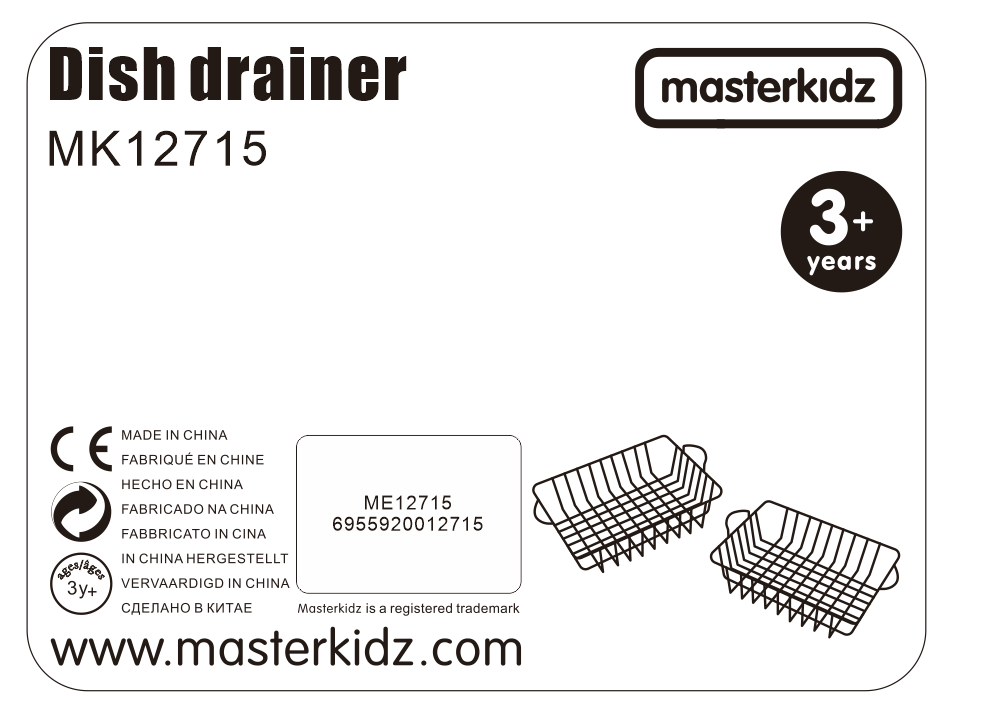 MASTERKIDZ Zestaw 2 Metalowe Kosze na Owoce do Kuchni dla Dzieci