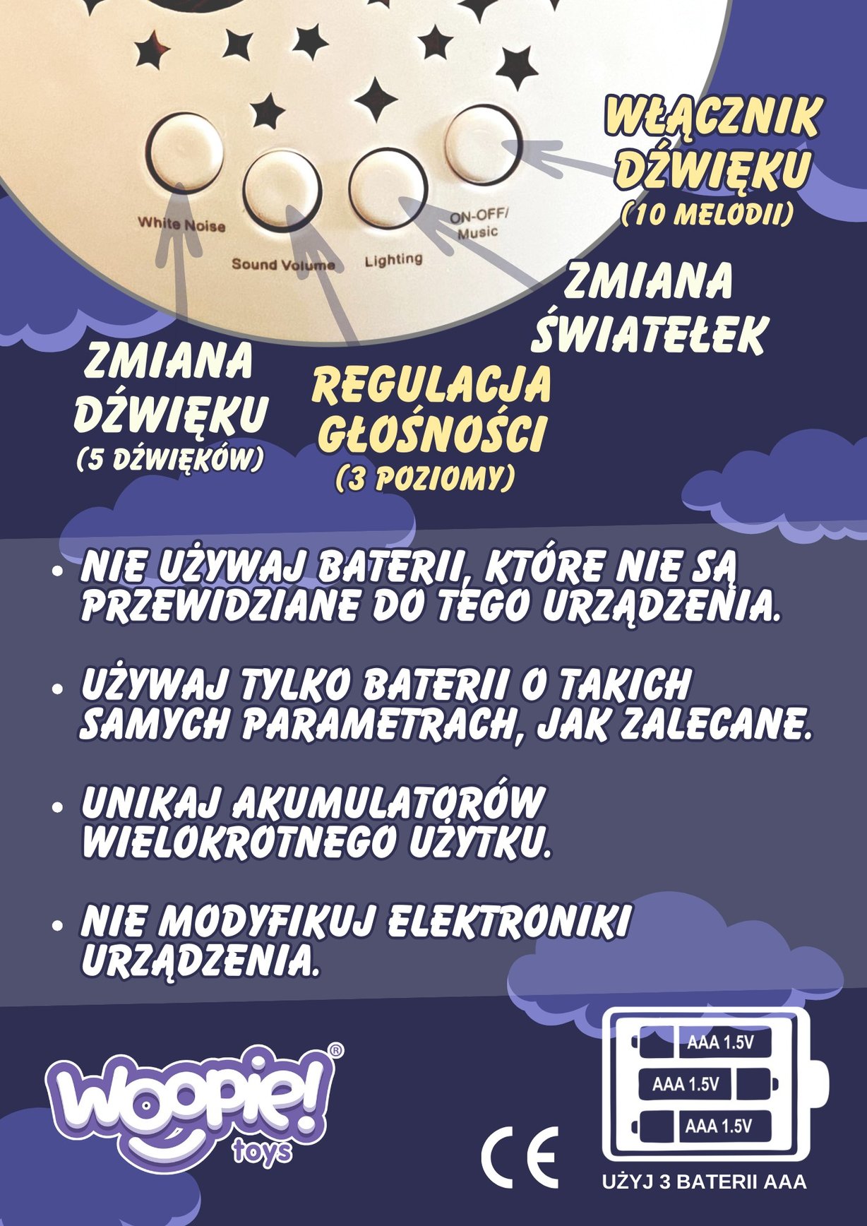 Przytulanka Usypiacz Projektor 2w1 Miś - 10 Kołysanek WOOPIE BABY – zdjęcie 26