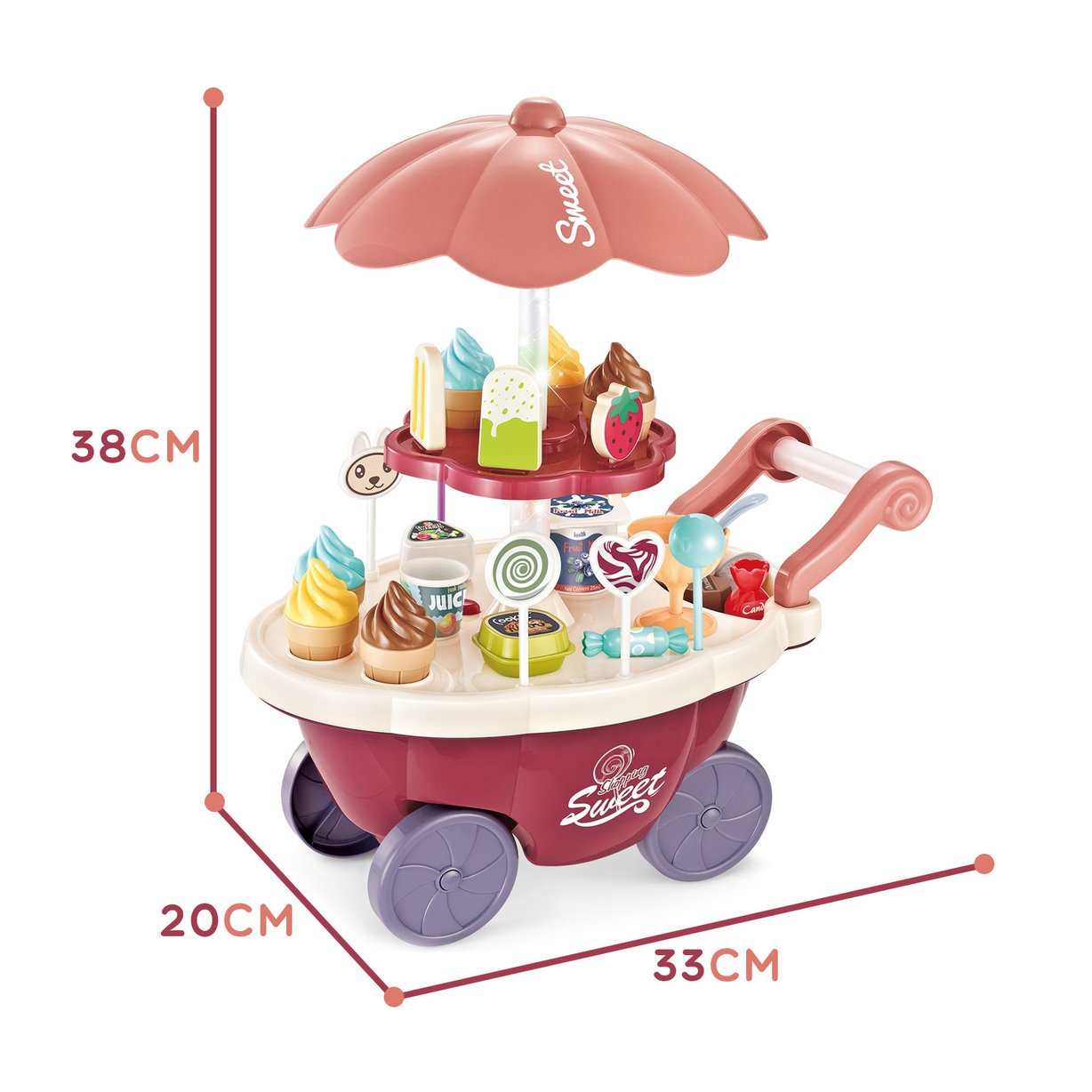 Sklep Food Truck Cukiernia Wózek Stoisko z Lodami Słodyczami Dźwięk Światło + 36 Akc WOOPIE – zdjęcie 15