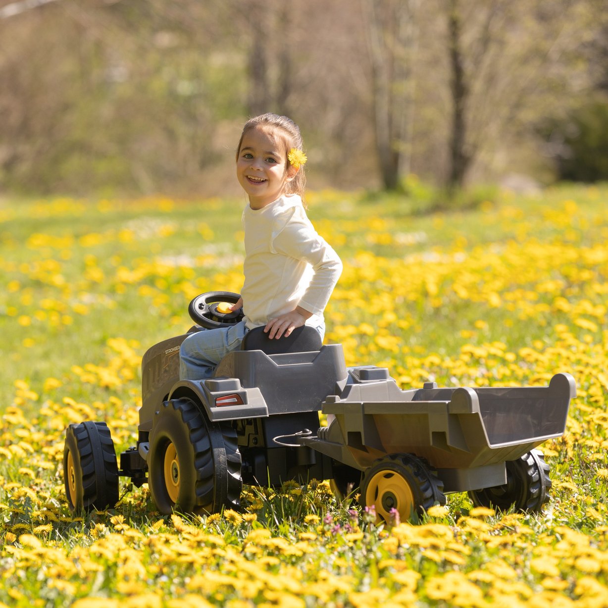 SMOBY Traktor XXL Szary na Pedały z Przyczepką