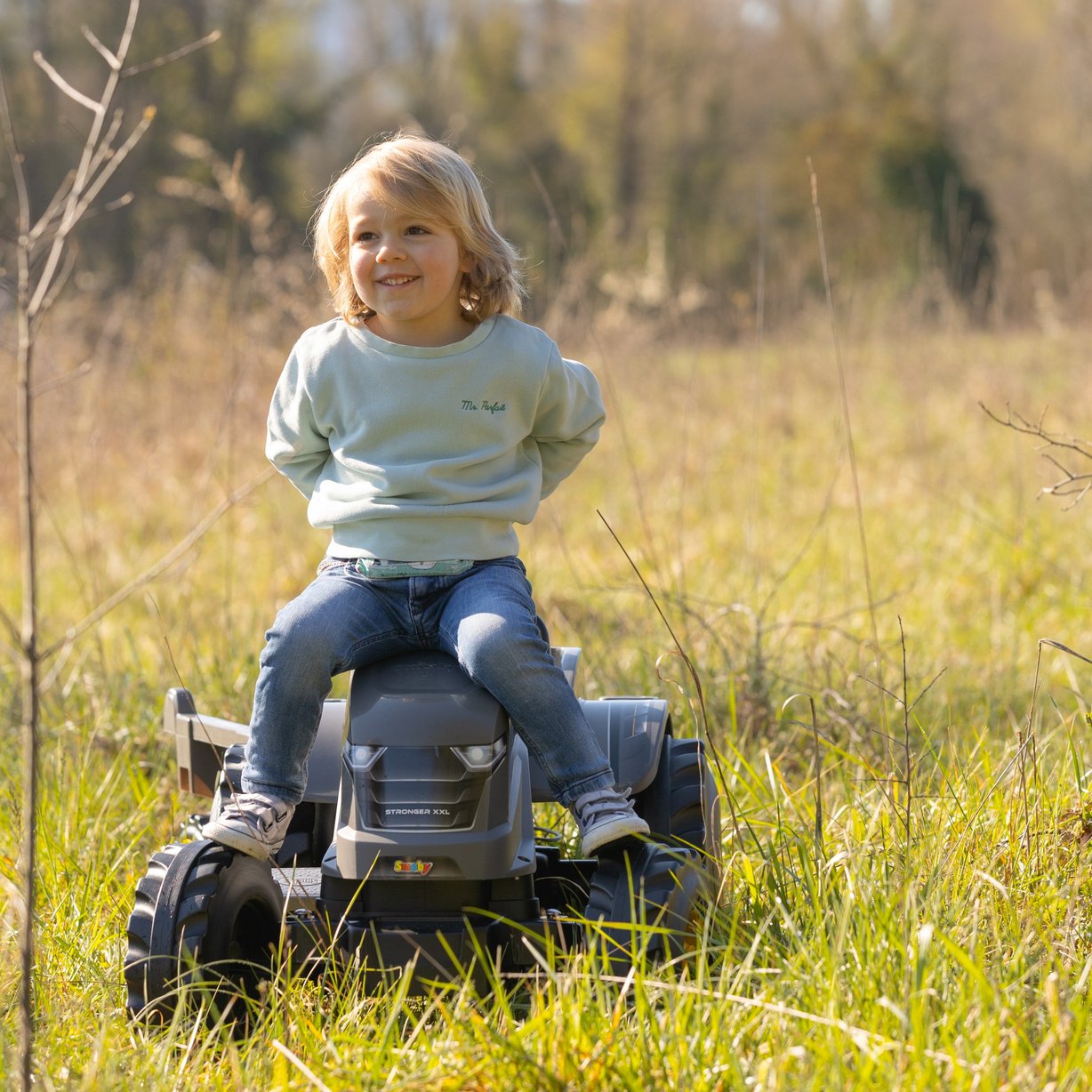 SMOBY Traktor XXL Szary na Pedały z Przyczepką