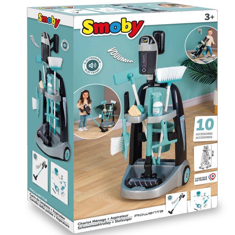 SMOBY Wózek do Sprzątania z Odkurzaczem Rowenta z Dźwiękiem + 10 akcesoriów