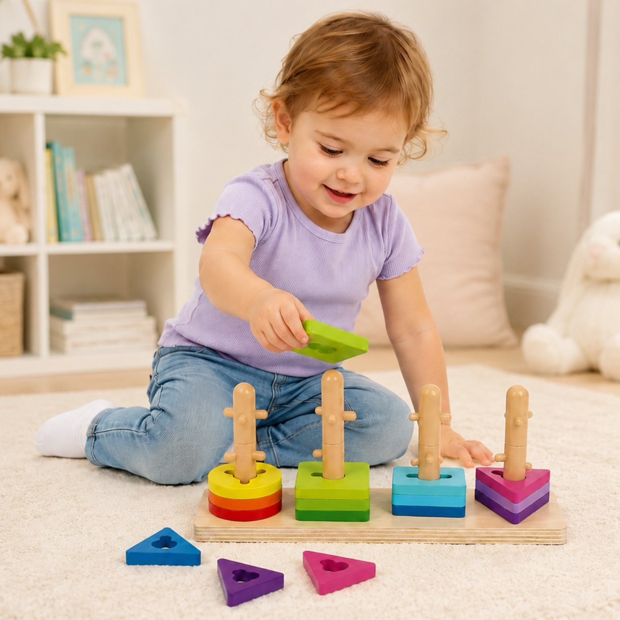 Sorter Kształtów z Kolorowymi Blokami Montessori TOOKY TOY – zdjęcie 5