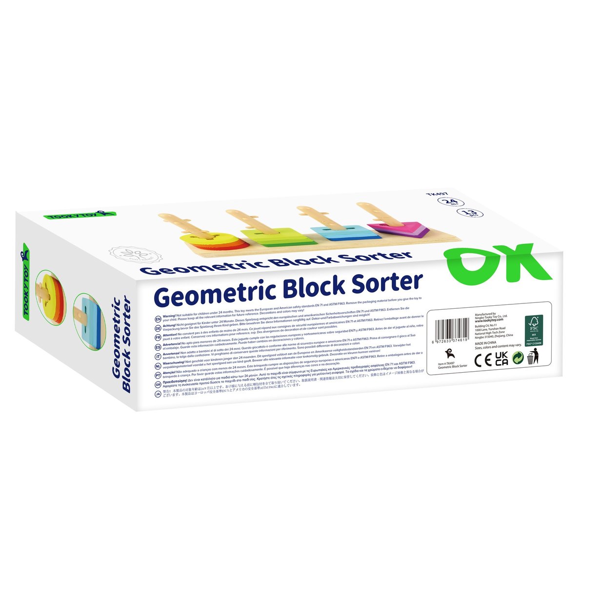 Sorter Kształtów z Kolorowymi Blokami Montessori TOOKY TOY – zdjęcie 9