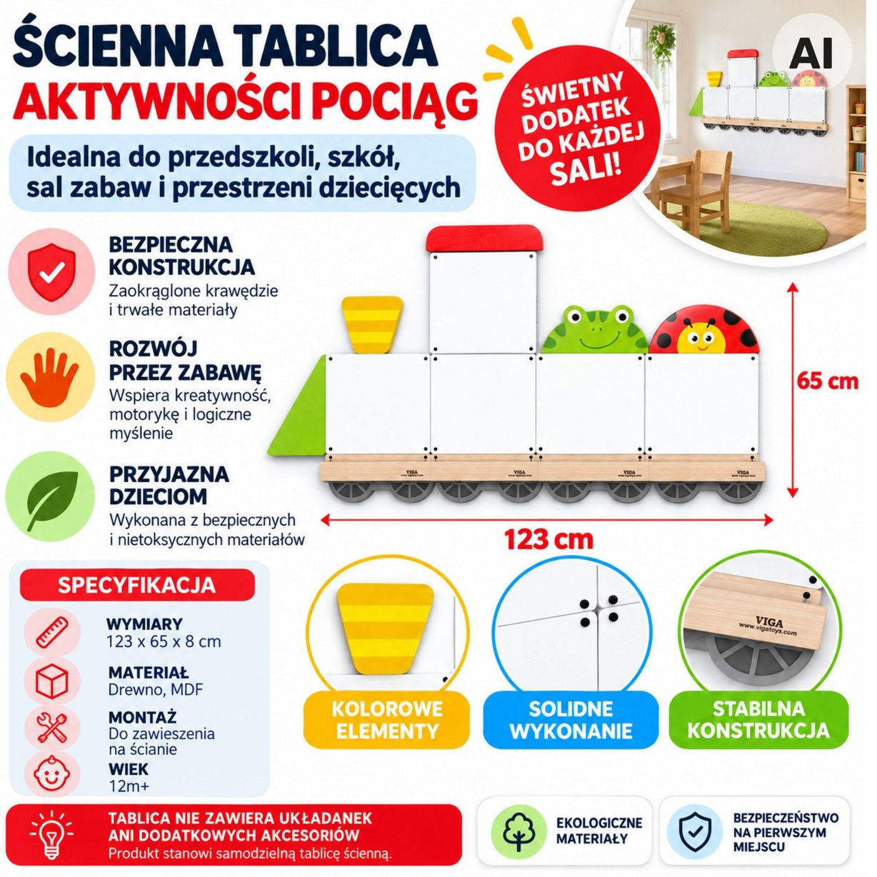 System Tablic Edukacyjnych Pociąg Zwierzątka Certyfikat FSC VIGA – zdjęcie 11