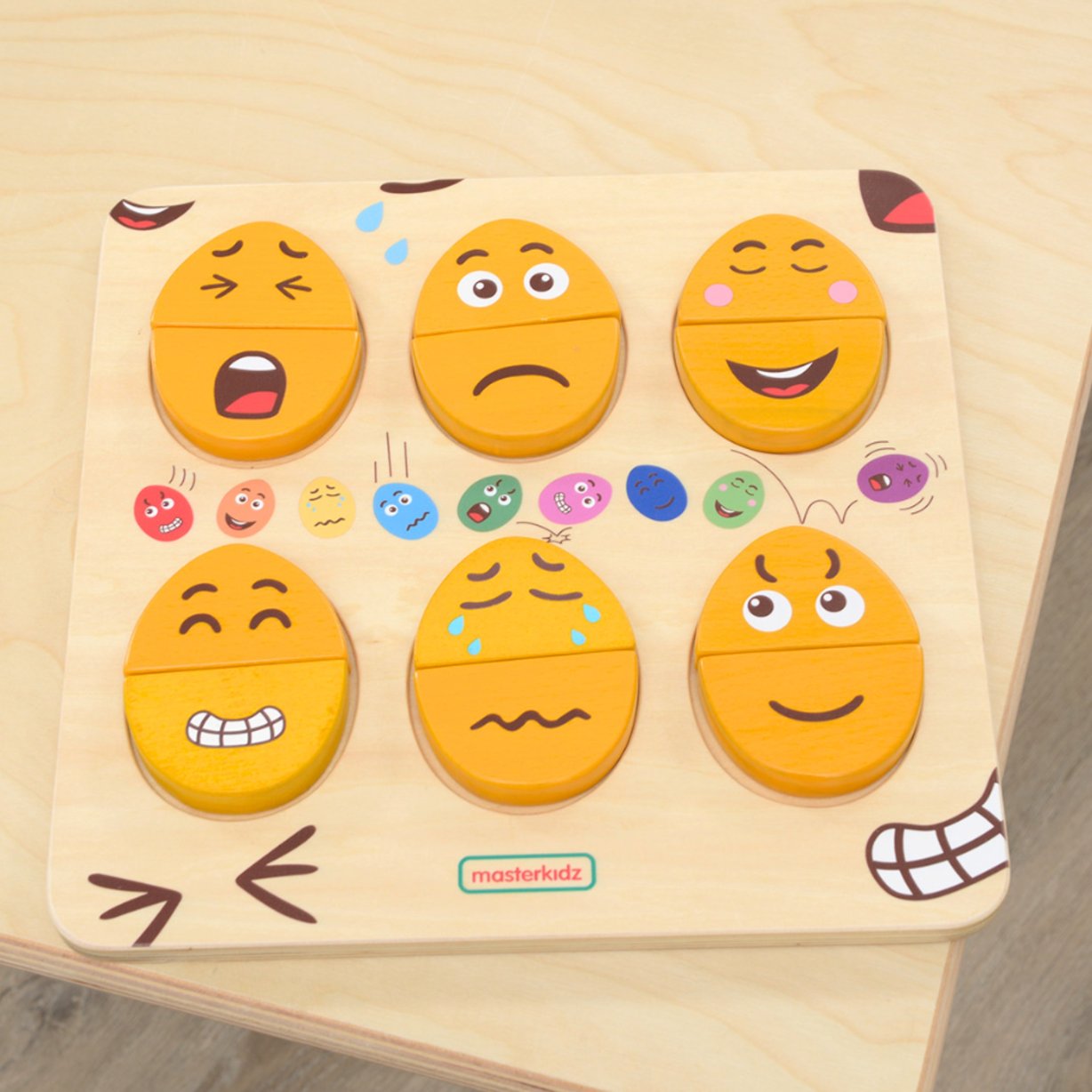 Tablica do Nauki Emocji Drewniane Jajka jaki Humor? Montessori MASTERKIDZ – zdjęcie 6