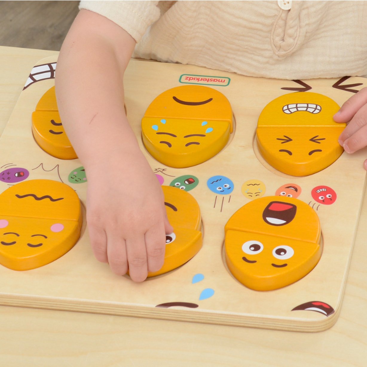 Tablica do Nauki Emocji Drewniane Jajka jaki Humor? Montessori MASTERKIDZ – zdjęcie 8