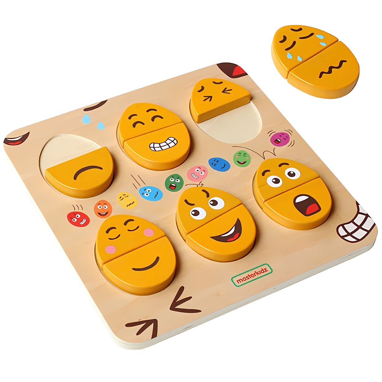 Tablica do Nauki Emocji Drewniane Jajka jaki Humor? Montessori MASTERKIDZ – zdjęcie 9