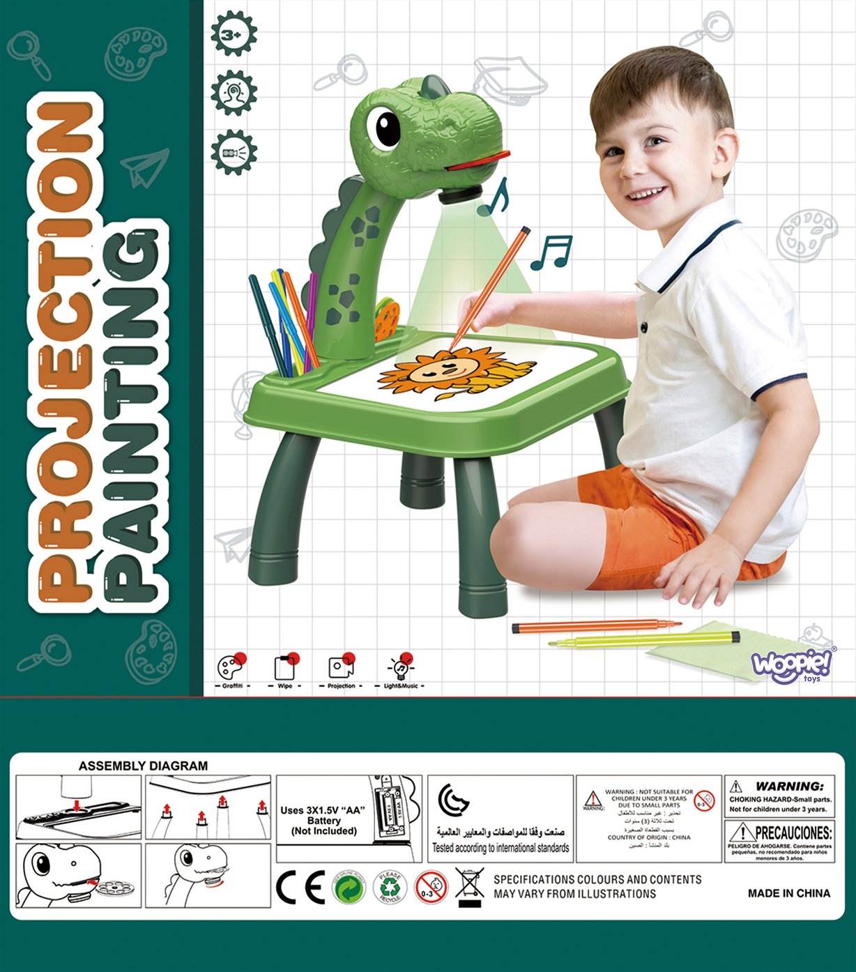 Tablica do Rysowania Projektor Dinozaur + Flamastry WOOPIE – zdjęcie 15