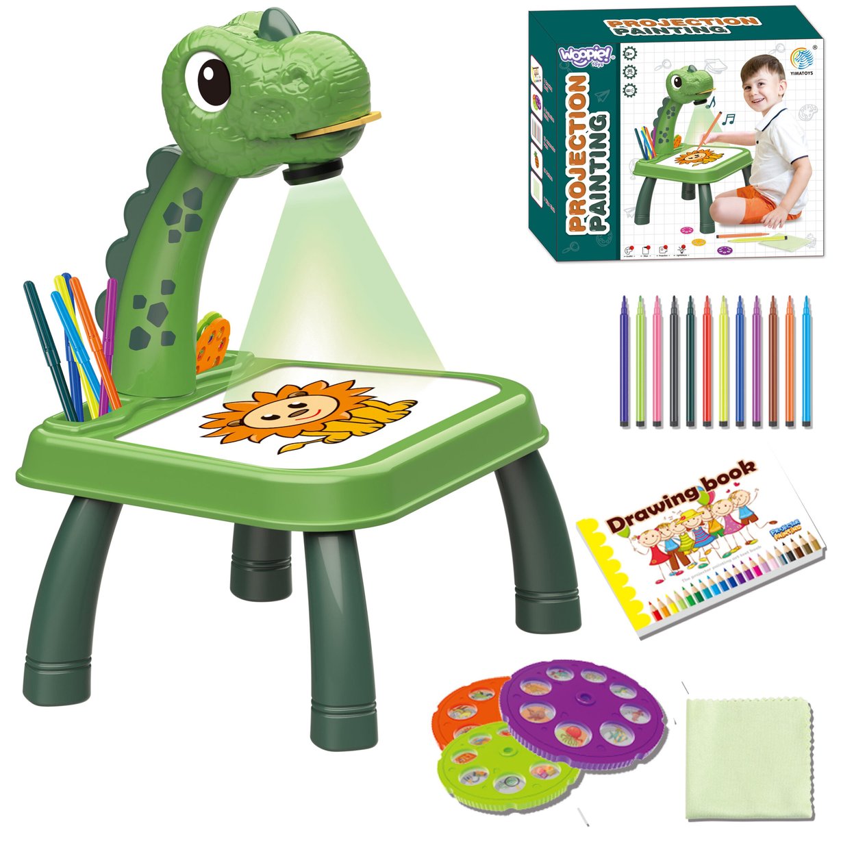 Tablica do Rysowania Projektor Dinozaur + Flamastry WOOPIE – zdjęcie 8