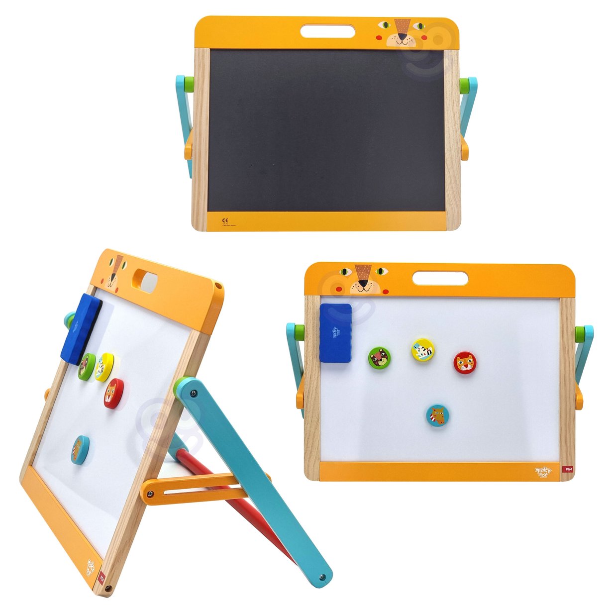 Tablica Edukacyjna 2w1 Magnetyczna Kredowa dla Dzieci Magnesy Gąbka 6 el. TOOKY TOY – zdjęcie 15