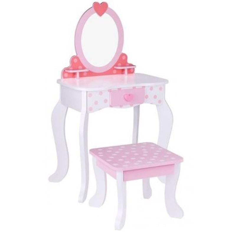 TOOKY TOY Drewniana Toaletka Różowa z Krzesełkiem