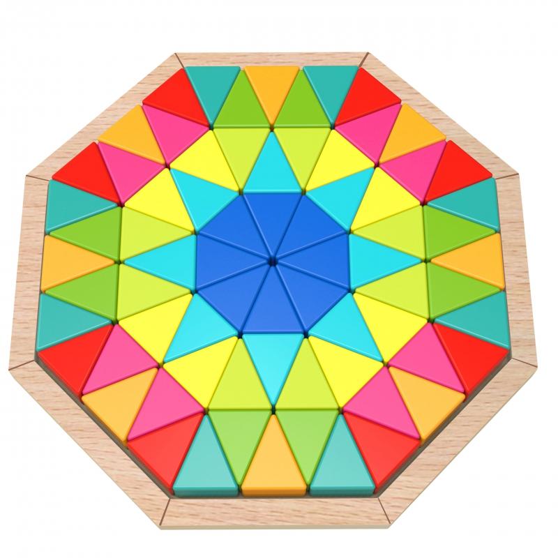 TOOKY TOY Puzzle Ośmiokątne Drewniana Mozaika Edukacyjna (73el.)