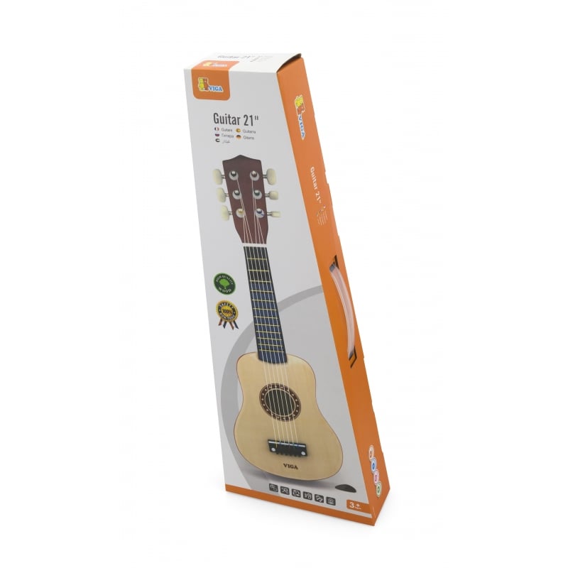 Viga Drewniana gitara dla dzieci Naturalna 21 cali 6 strun