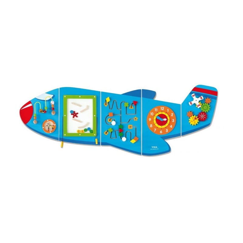 VIGA Sensoryczna Edukacyjna Tablica Drewniana Manipulacyjna Samolot Montessori
