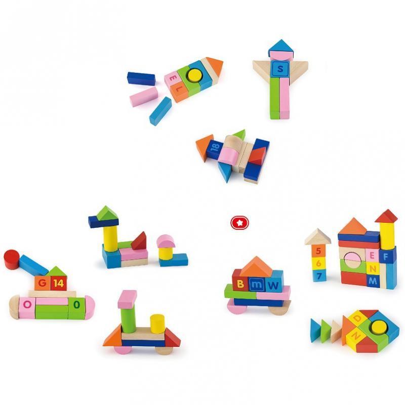 Viga Toys Klocki Drewniane Edukacyjne 100 elem. Cyferki Literki
