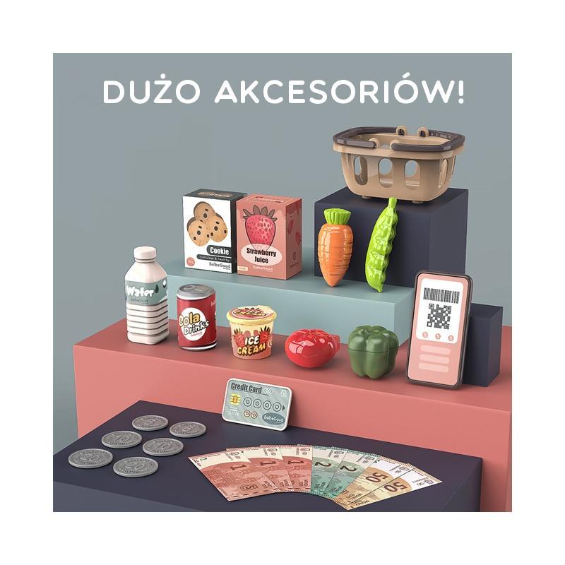 WOOPIE Kasa Sklepowa Dla Dzieci Skaner Waga Mikrofon + 25 akc.