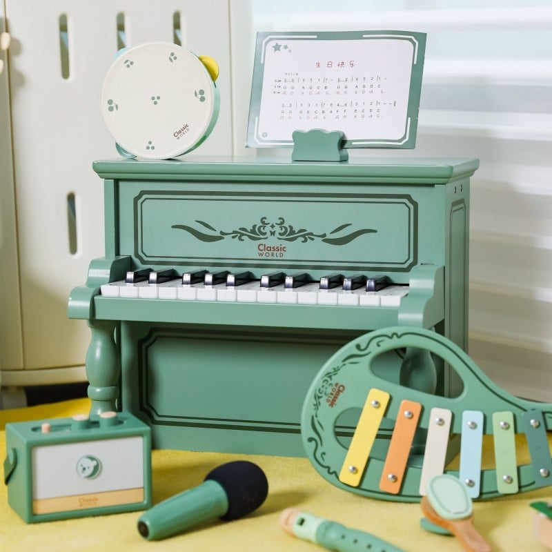 Pianinko dla dzieci Vintage z Książeczką do Nauki CLASSIC WORLD