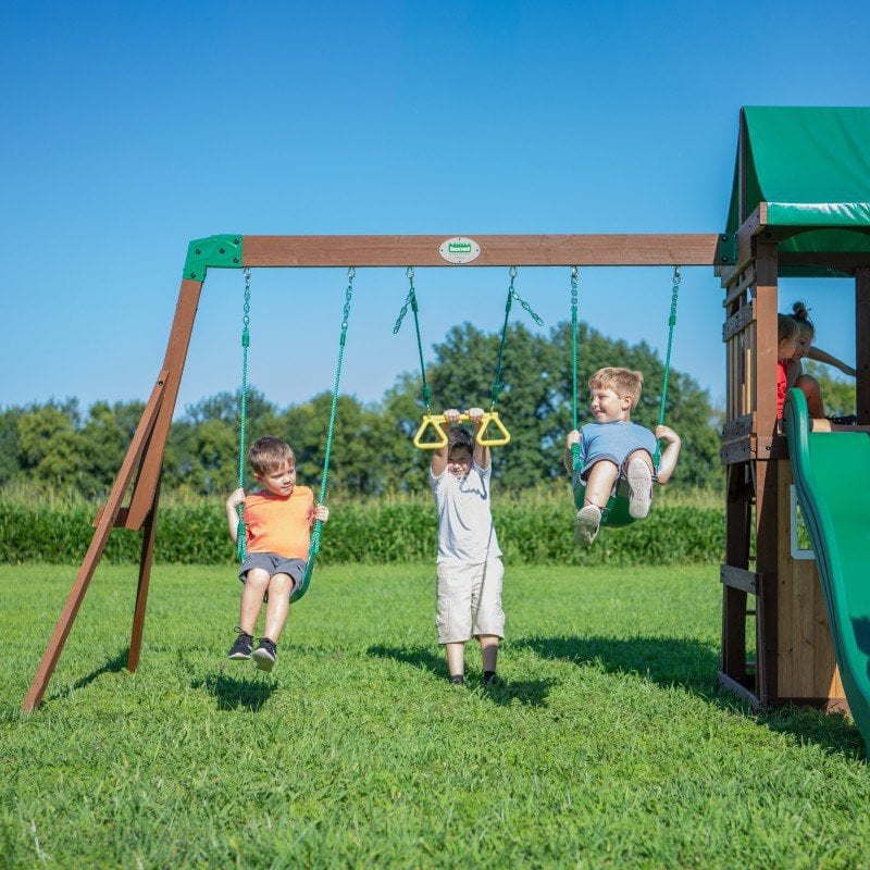 Drewniany Plac Zabaw Lakewood Huśtawki Zjeżdżalnia Domek Backyard
