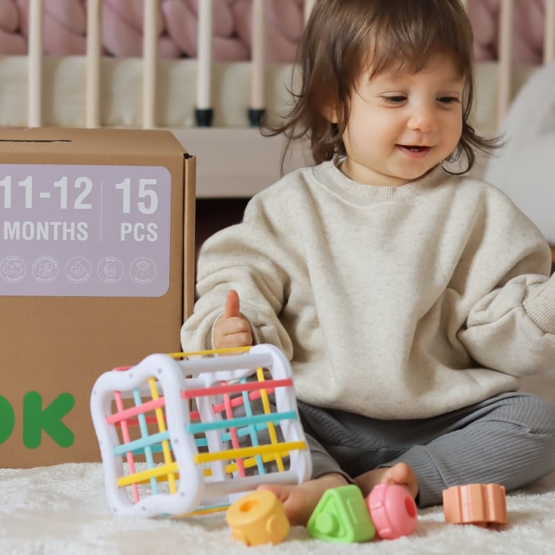 TOOKY TOY Box Pudełko XXL Montessori Edukacyjne 5w1 Sensoryczne 11-12 Mies