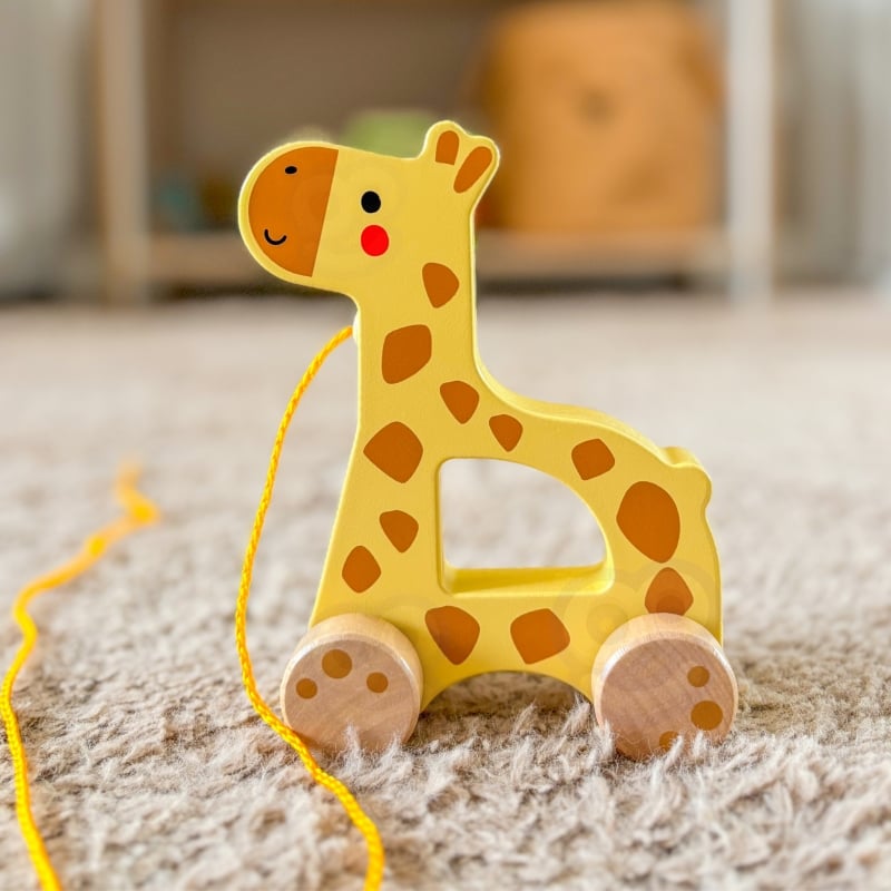 TOOKY TOY Żyrafka do Ciągnięcia Drewniana