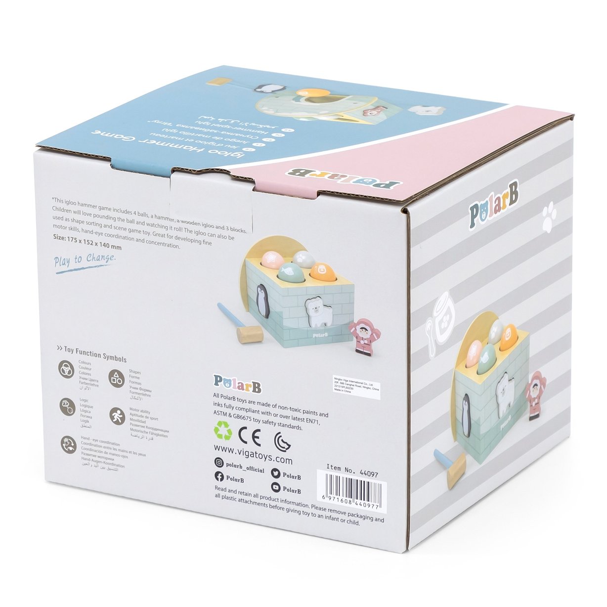 VIGA PolarB Drewniany Przebijak Igloo z Młoteczkiem Figurkami i Sorterem